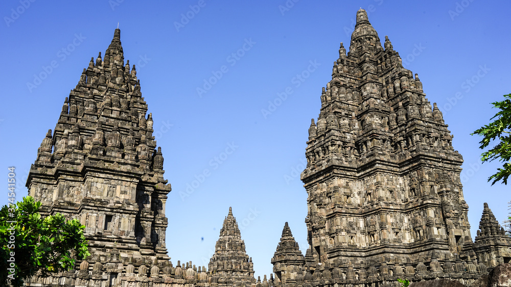 Pranbanan Temple in high season, UNESCO World Heritage Site, summer travel holiday concept, South East Asia, soft focus
