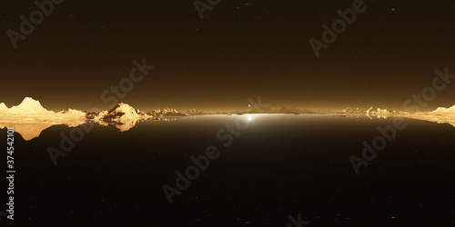 360 degree Titan surface, largest moon of Saturn with the hydrocarbon lakes, equirectangular projection, environment map. HDRI spherical panorama photo