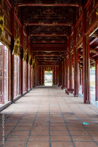 corridor with column of the imperial house in vietnam
