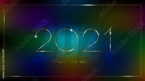 Luxurious 2021 Happy New Year elegant design bounded by an elegant golden frame.