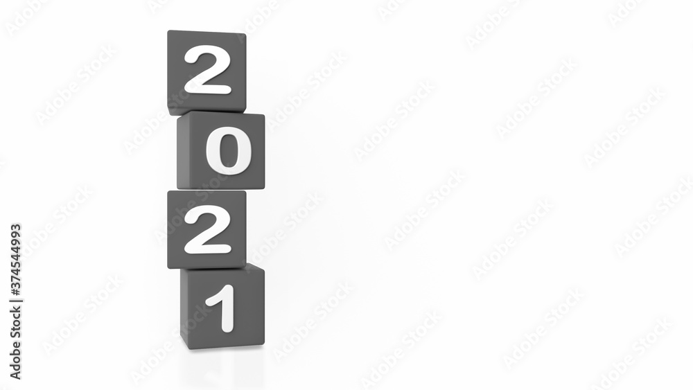 2021 New year 3d dice tower vertical, on isolated against white background. 3d illustration 2021 New year 3d dice tower vertical, on isolated against white background. 3d illustration
