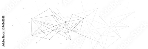 Medical background with geometric connecting lines and dots, plexus, molesules. Technology, Network concept horizontal banner. Vector banner design.