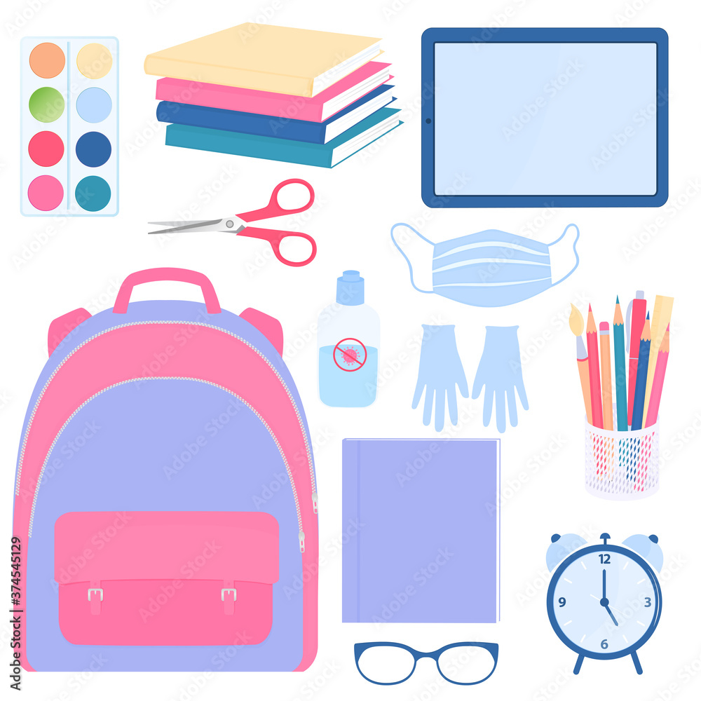 Back to school. Set of pupils supplies Back to school. Set of pupils supplies
