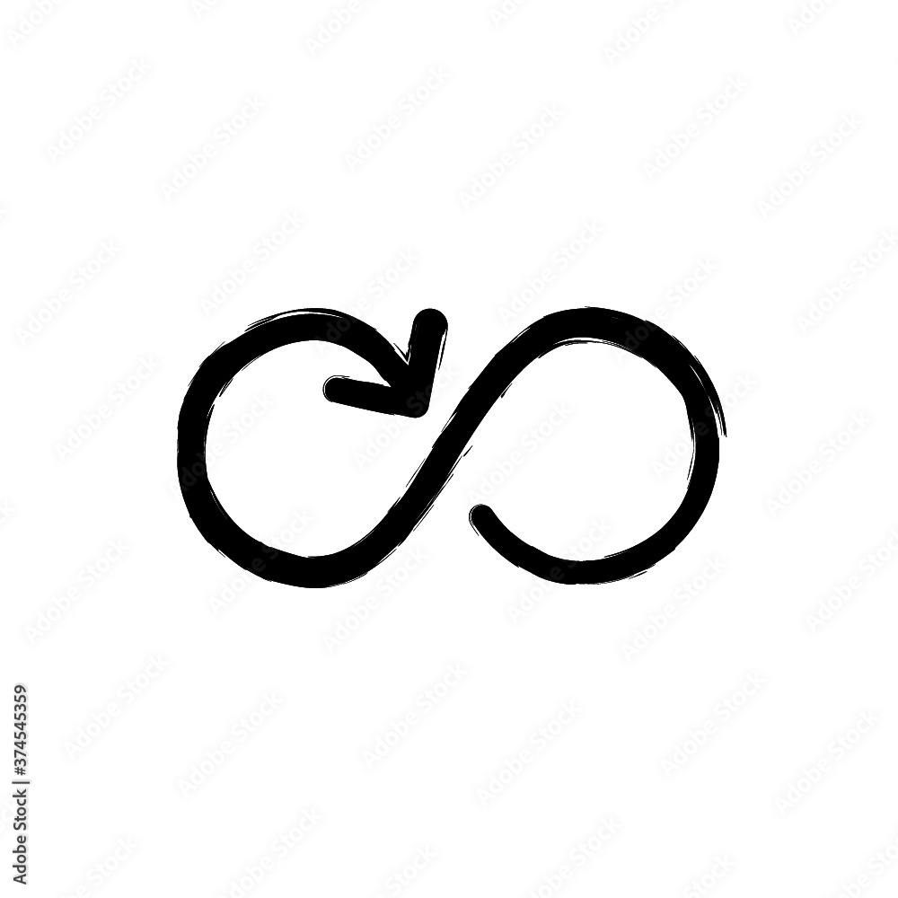 vector illustration hand drawn icon ofbutton loop arrow