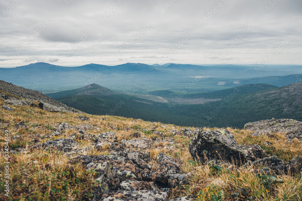Mountain landscape in the Northern Urals 