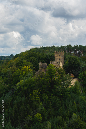 View on the keep of historical ruin of castle Helfenburk u Usteka