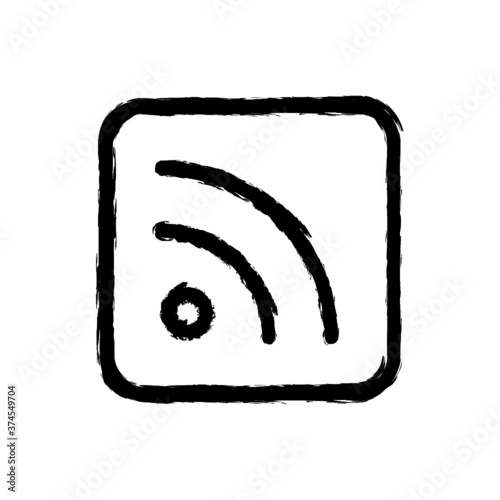 vector illustration hand drawn icon ofrss feed square