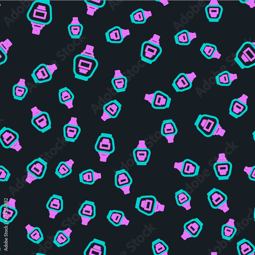 Line Perfume icon isolated seamless pattern on black background. Vector Illustration.