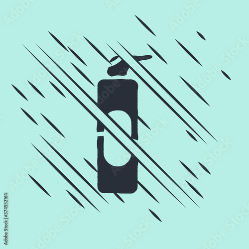 Black Spray can for hairspray, deodorant, antiperspirant icon isolated on green background. Glitch style. Vector Illustration.