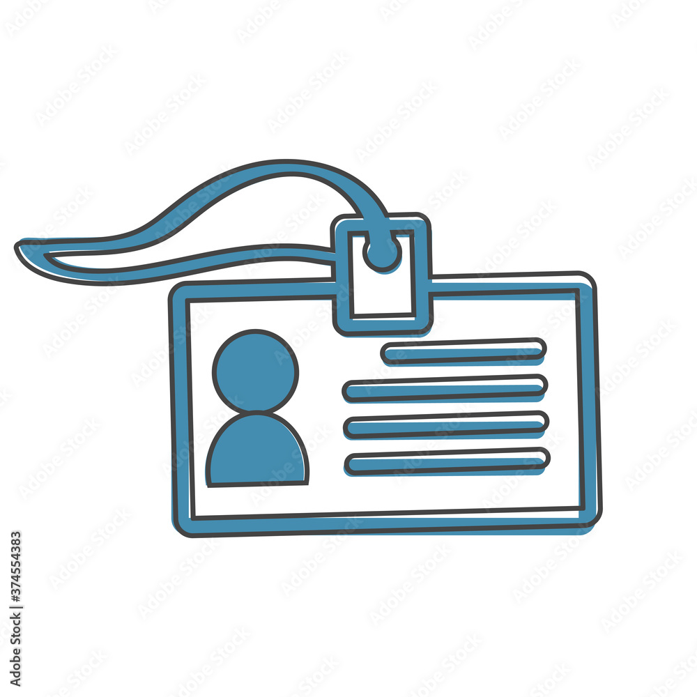 Obraz premium Vector badge icon. Identification card of a person. Business Forum. Corporate Culture cartoon style on white isolated background.