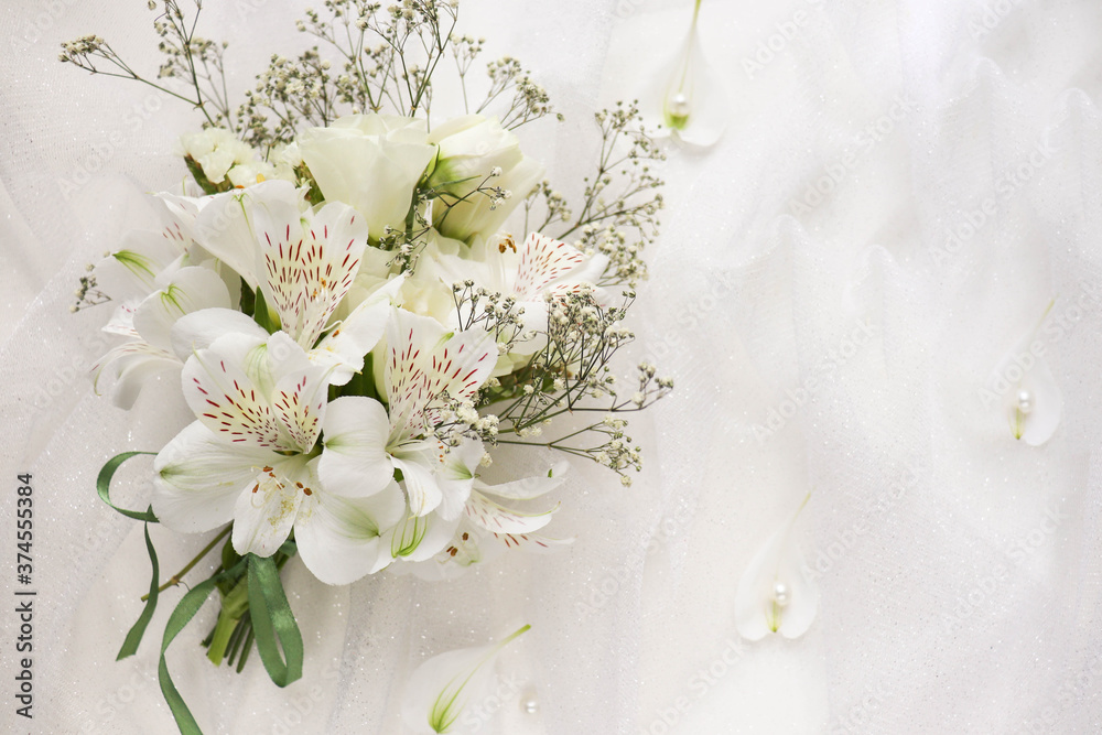 postcard layout. wedding card with a bouquet of white flowers. invitation. congratulation postcard layout. wedding card with a bouquet of white flowers. invitation. congratulation