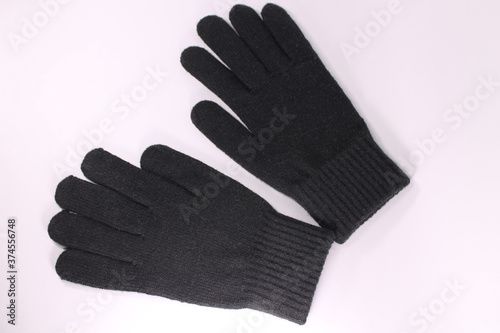Isolated black gloves.