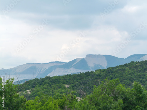 Beautiful landscape of the Caucasian mountains in a sunny spring day. Krasnodar Territory  Russia.