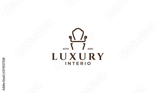 luxury chair furniture interior logo vector icon illustration