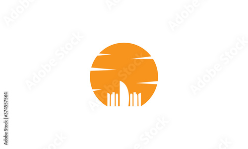 Dubai city on sunset logo vector icon illustration