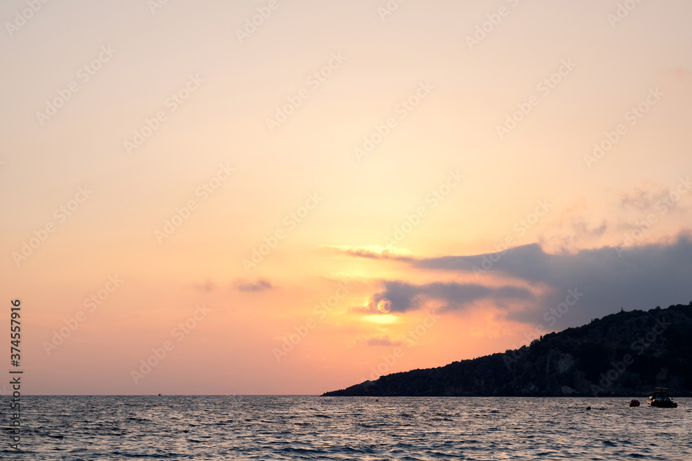 Scenic sunset Albania Ionian sea