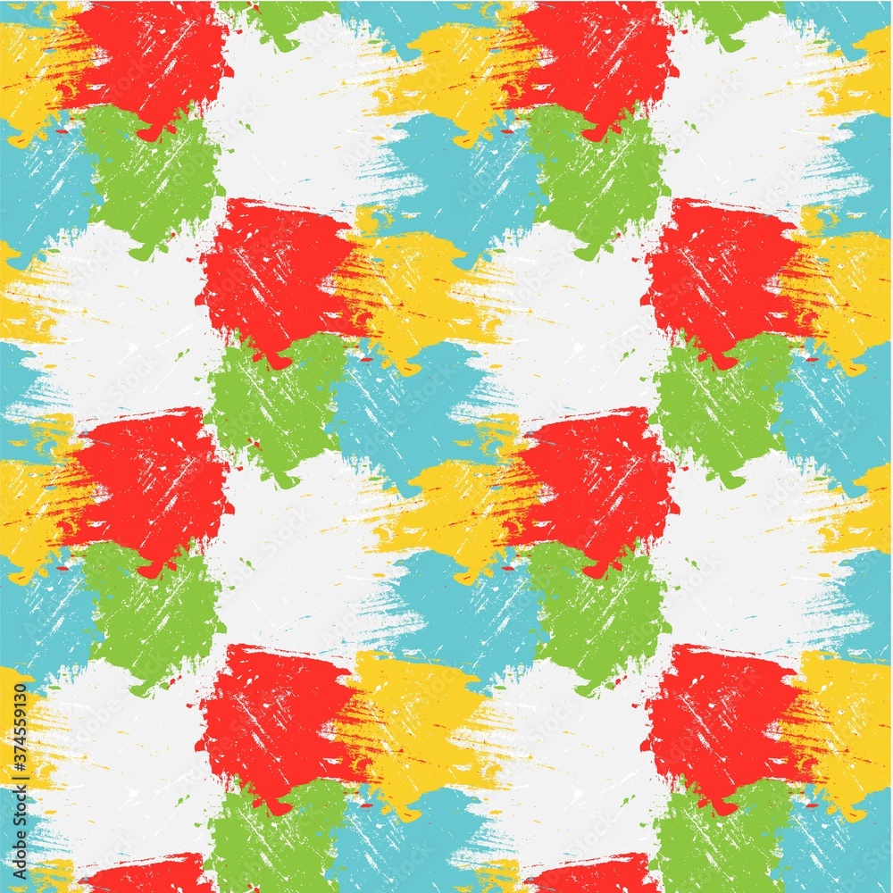 Seamless grunge colorful pattern. Blue red yellow green grey endless background for web, for print, for fabric print Seamless grunge colorful pattern. Blue red yellow green grey endless background for web, for print, for fabric print