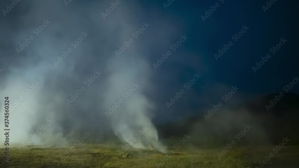 Steam rises from hot spring Geysir national park Iceland timelapse Steam rises from hot spring Geysir national park Iceland timelapse