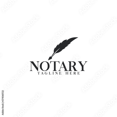 Notary, Lawyer / Law firm Logo design. Feather symbol or icon vector logo design template.