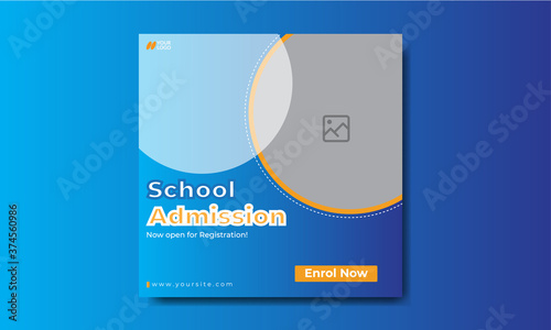 Trendy school admission social media banner template design