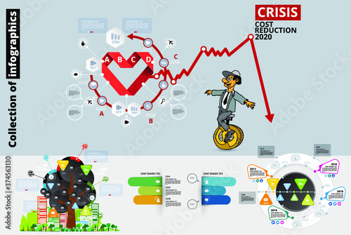 Abstract infographics template with cartoon character. Vector illustration