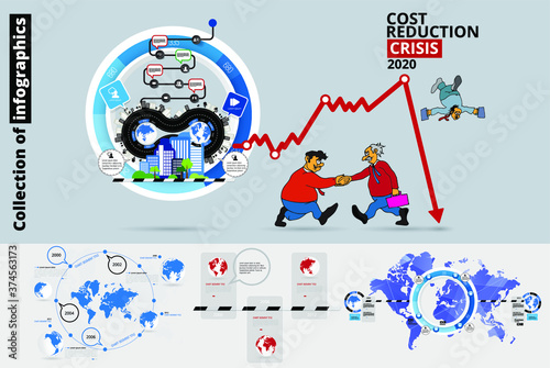 Abstract infographics template with cartoon character. Vector illustration