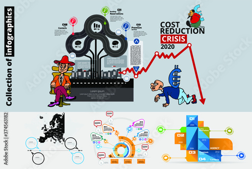 Abstract infographics template with cartoon character. Vector illustration