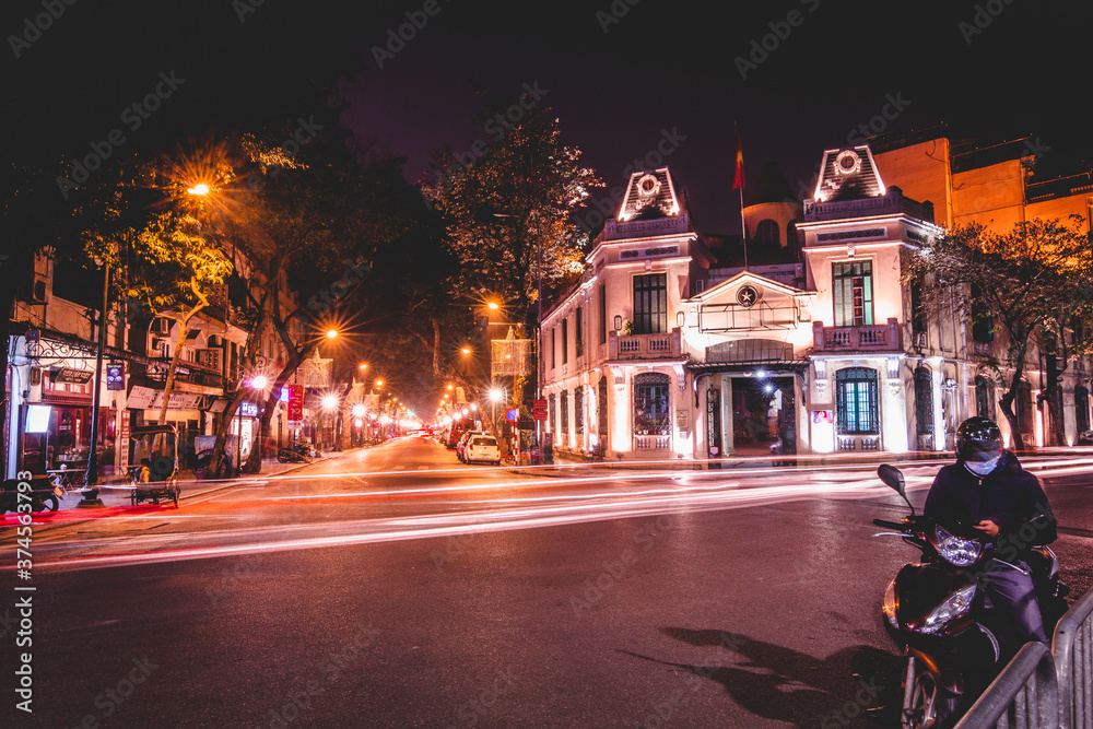 Night View of the Vietnam Hanoi Street