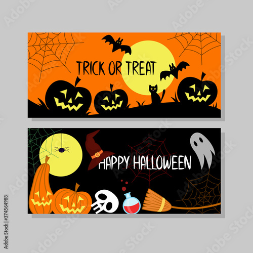Halloween ticket set. Happy Halloween banner