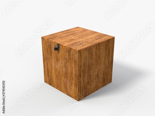 Fototapeta Naklejka Na Ścianę i Meble -  old style voting box with padlock. 3D illustration, suitable for election, political and poll themes