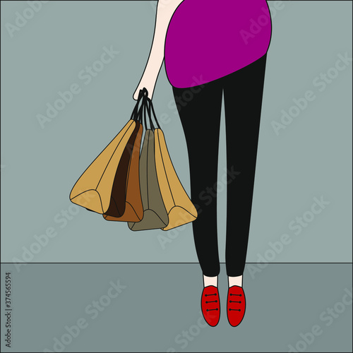 Girl with packages in hand