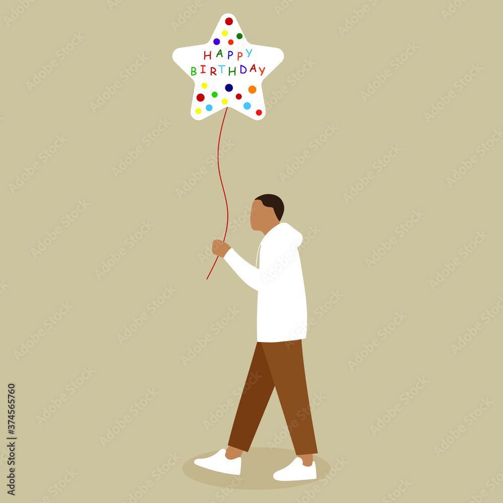 Man holding a balloon saying Man holding a balloon saying