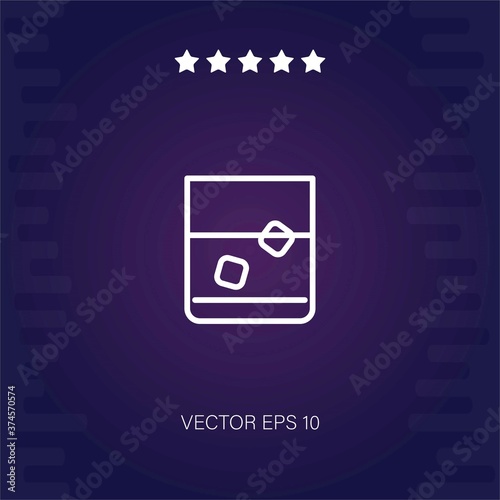 glass with icre rocks vector icon modern illustration