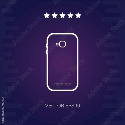 mobile phone back view with photo camera vector icon modern illustration