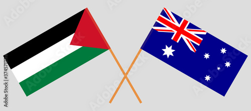 Crossed flags of Palestine and Australia