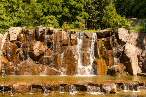 Artificial waterfall in Miwakare park in Tamba city, Hyogo, Japan