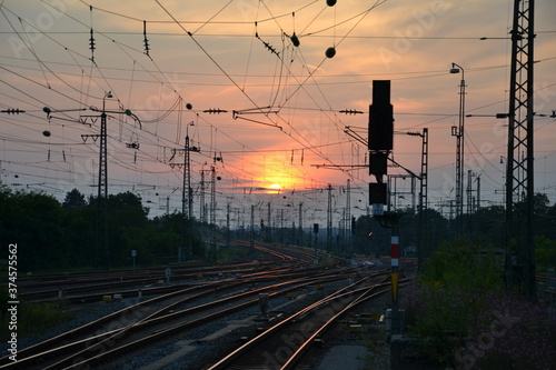Sunset over the train tracks