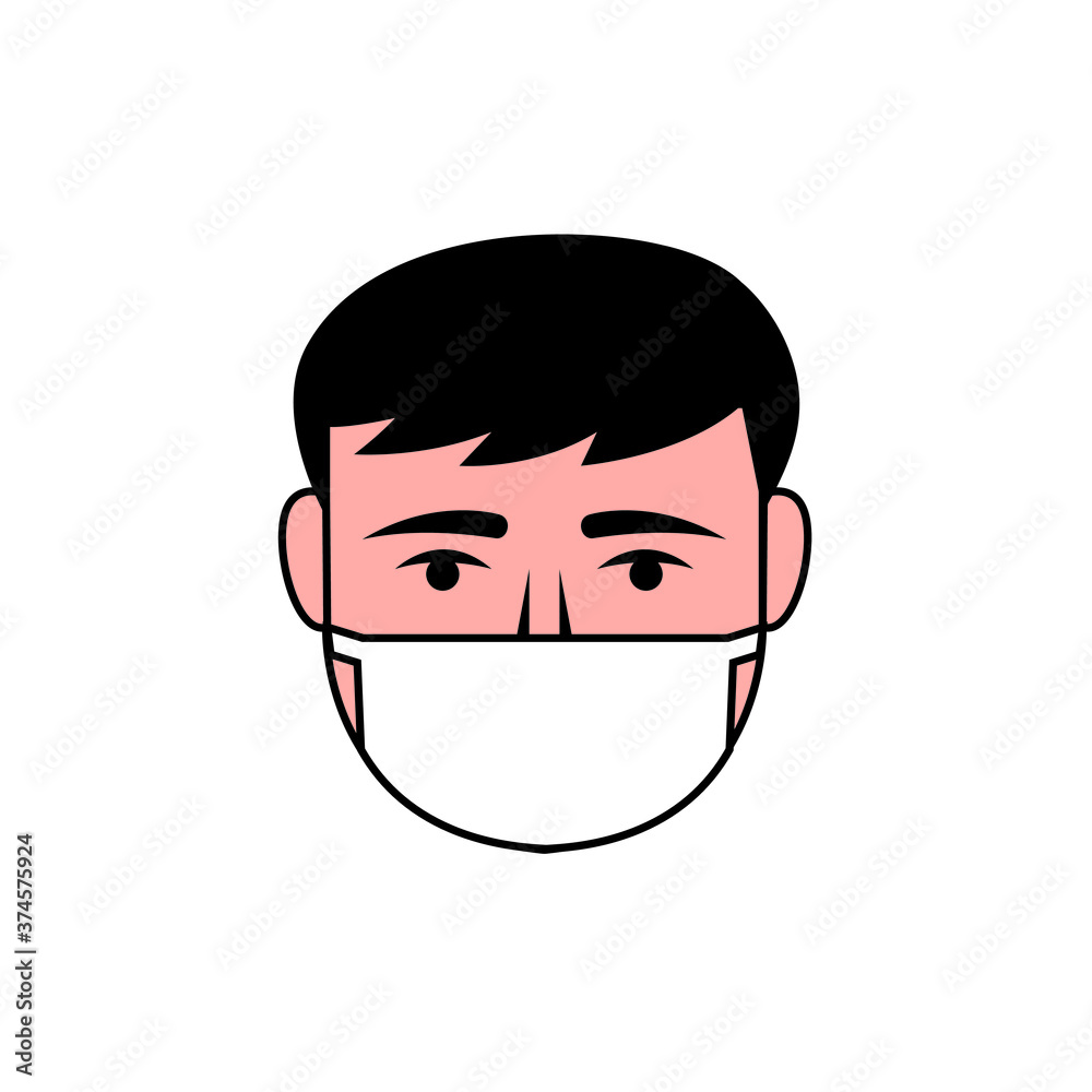 vector icon of a person wearing a face mask