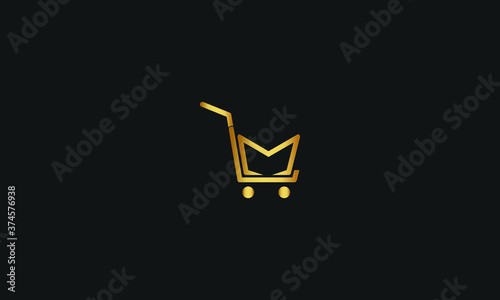L, M, ML, LM Letter with Cart Logo Template vector icon illustration design. Letter L M Online Shop Logo