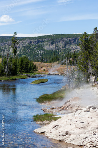 Fan Geyser on the Firehole River in Yellowstone