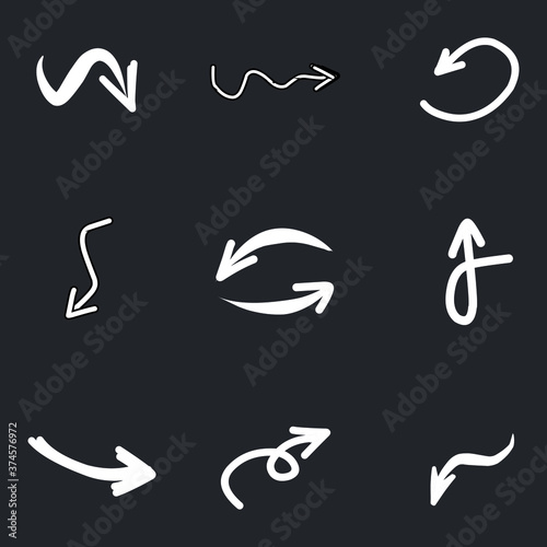 Set of rough hand drawn  handmade elements arrows  waypoints isolated on white background EPS Vector