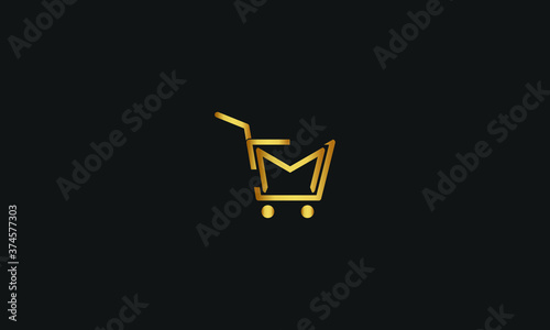 M, J, JM, MJ Letter with Cart Logo Template vector icon illustration design. Letter M J Online Shop Logo