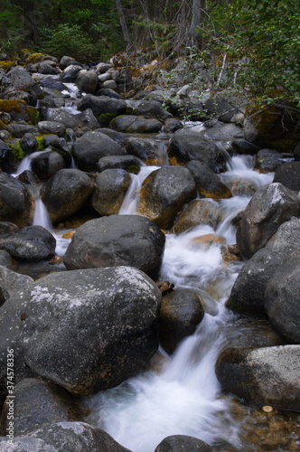 Motion blurred water fall in Nelson  BC  Canada