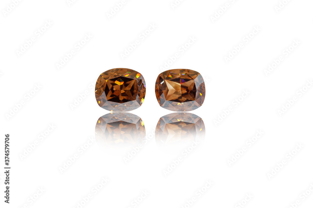 macro mineral stone cut Zircon on a white background macro mineral stone cut Zircon on a white background
