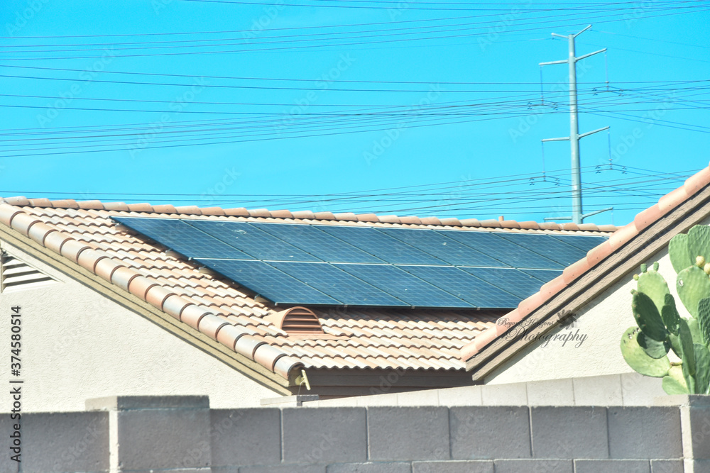 Obraz premium Solar panels on the roof of the house