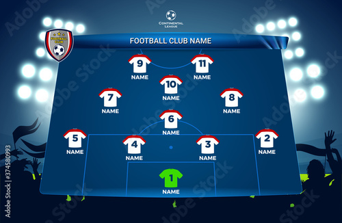Soccer / football championship league team line-up design.