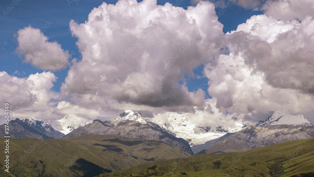Moutains and clouds, panoramic view of the Andes