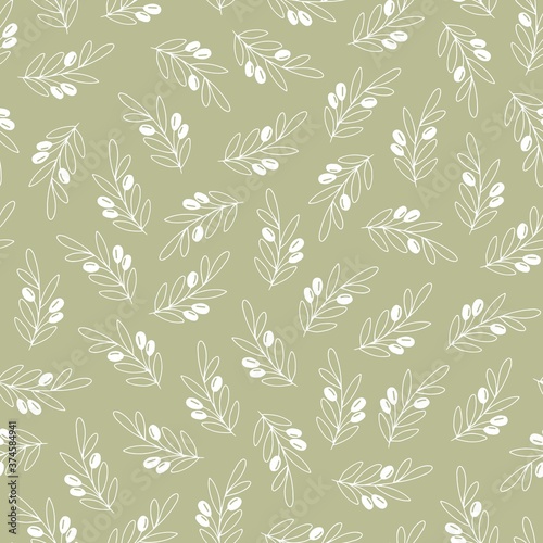 Vector seamless pattern with olive branches. Decorative background for wrapping paper, wallpaper design,