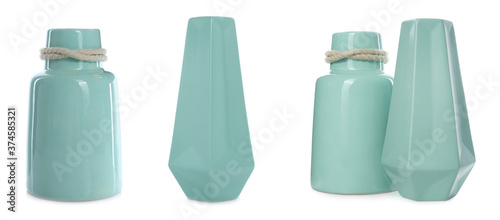 Wallpaper Mural Set of beautiful ceramic vases on white background. Banner design Torontodigital.ca