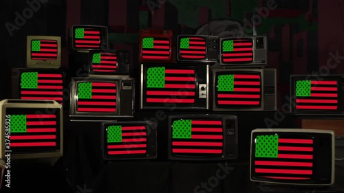 African-American Flag and Vintage Televisions.